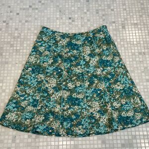 Ann Taylor Turquoise Floral A Line Skirt